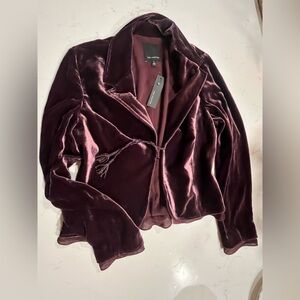 New THE LIMITED women’s purple Silk Blend VELVET tailored vintage blazer, Size M